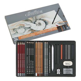 Cretacolor Teacher's Choice Advanced Drawing Set Karakalem Eskiz Çizim Seti Metal Kutu 27 Parça - Thumbnail