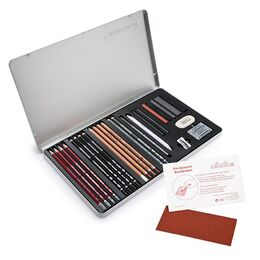 Cretacolor Teacher's Choice Advanced Drawing Set Karakalem Eskiz Çizim Seti Metal Kutu 27 Parça