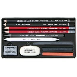 Cretacolor Teacher's Choice Beginner Drawing Set Karakalem Eskiz Çizim Seti Metal Kutu 11 Parça - 2