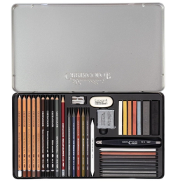 Cretacolor Ultimo Drawing Set Profesyonel Karakalem Eskiz Çizim Seti 35 Parça Metal Kutu - 1