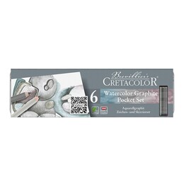 Cretacolor Watercolor Graphite Pocket Set Sulandırılabilir Karakalem Eskiz Çizim Kalemi Seti 6'lı Metal Kutu - Thumbnail