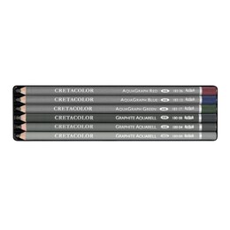 Cretacolor Watercolor Graphite Pocket Set Sulandırılabilir Karakalem Eskiz Çizim Kalemi Seti 6'lı Metal Kutu - Thumbnail