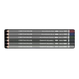 Cretacolor Watercolor Graphite Pocket Set Sulandırılabilir Karakalem Eskiz Çizim Kalemi Seti 6'lı Metal Kutu - 1