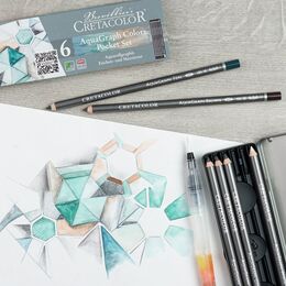 Cretacolor Watercolor Graphite Pocket Set Sulandırılabilir Karakalem Eskiz Çizim Kalemi Seti 6'lı Metal Kutu
