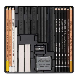 Cretacolor Wolf Box Drawing Set Profesyonel Karakalem Eskiz Çizim Seti 25 Parça Metal Kutu - 2