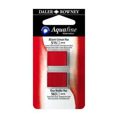 Daler Rowney Aquafine 1/2 Tablet Sulu Boya 2'li Set ALIZARIN CRIMSON / ROSE MADDER HUE