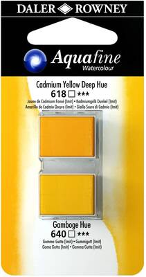 Daler Rowney Aquafine 1/2 Tablet Sulu Boya 2'li Set CADMIUM YELLOW DEEP HUE / GANBOGE HUE