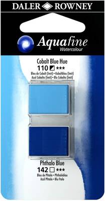 Daler Rowney Aquafine 1/2 Tablet Sulu Boya 2'li Set COBALT BLUE HUE / PHTHALO BLUE