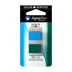 Daler Rowney Aquafine 1/2 Tablet Sulu Boya 2'li Set COERULEUM BLUE HUE / TRANSPARENT TURQUOISE - 1