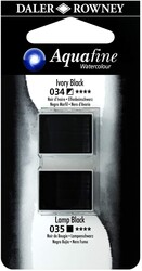Daler Rowney Aquafine 1/2 Tablet Sulu Boya 2'li Set IVORY BLACK / LAMP BLACK - 1