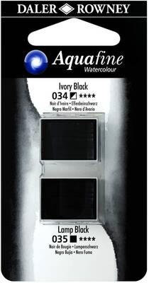 Daler Rowney Aquafine 1/2 Tablet Sulu Boya 2'li Set IVORY BLACK / LAMP BLACK - 1