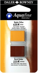 Daler Rowney Aquafine 1/2 Tablet Sulu Boya 2'li Set NAPLES YELLOW / BURNT UMBER - 1