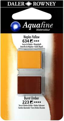 Daler Rowney Aquafine 1/2 Tablet Sulu Boya 2'li Set NAPLES YELLOW / BURNT UMBER