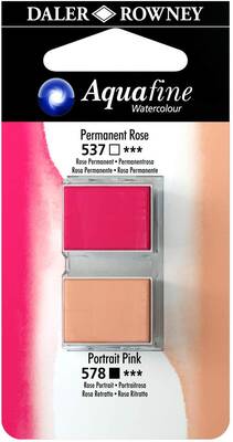 Daler Rowney Aquafine 1/2 Tablet Sulu Boya 2'li Set PERMANENT ROSE / PORTRAIT PINK - 1