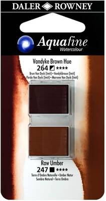 Daler Rowney Aquafine 1/2 Tablet Sulu Boya 2'li Set VANDYKE BROWN HUE / RAW UMBER - 1