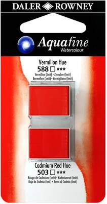 Daler Rowney Aquafine 1/2 Tablet Sulu Boya 2'li Set VERMILION HUE / CADMIUM RED HUE