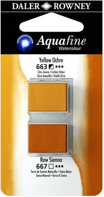 Daler Rowney Aquafine 1/2 Tablet Sulu Boya 2'li Set YELLOW OCHRE / RAW SIENNA