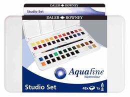 Daler Rowney Aquafine Studio Set Tablet Sulu Boya Seti 48 Renk Plastik Kutu