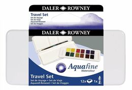Daler Rowney Aquafine Travel Set Sulu Boya Seti 12 Renk Plastik Kutu