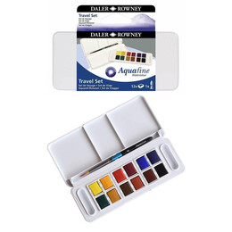 Daler Rowney Aquafine Travel Set Sulu Boya Seti 12 Renk Plastik Kutu - Daler Rowney