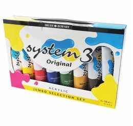 Daler Rowney System 3 Akrilik Boya Seti Jumbo Selection 8 Renk x 150 ml.