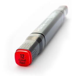 Del Rey Çift Uçlu Çizim Marker Kalemi 12 Coral Red