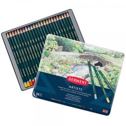 Derwent Artists Pencils Kuru Boya Kalemi Seti 24'lü Teneke Kutu - 1