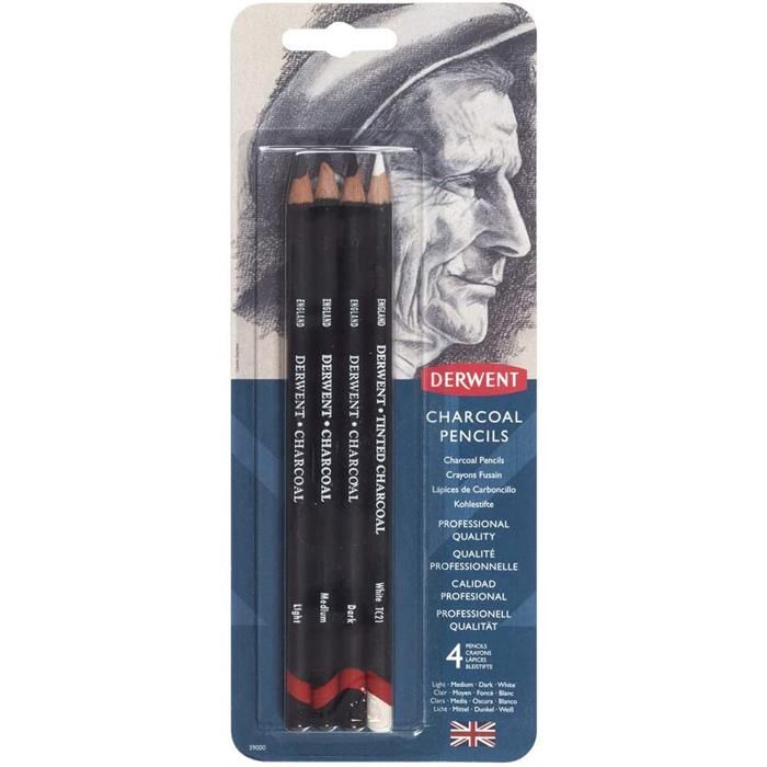 Derwent Charcoal Pencils Kömür Füzen Kalem Karakalem Eskiz Çizim Seti 4