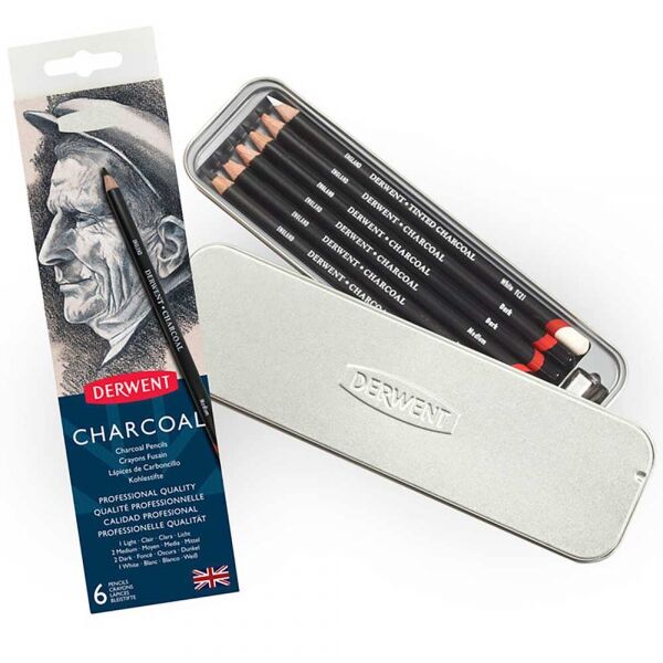 Derwent Charcoal Pencils Kömür Füzen Kalem Seti 6