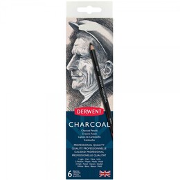 Derwent Charcoal Pencils Kömür Füzen Kalem Seti 6'lı Teneke Kutu - Thumbnail