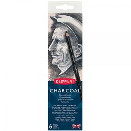 Derwent Charcoal Pencils Kömür Füzen Kalem Seti 6'lı Teneke Kutu