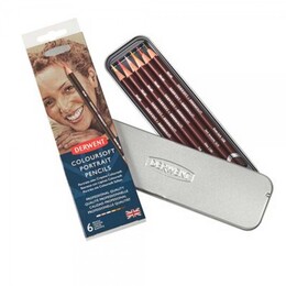 Derwent Coloursoft Pencils Skintones Yumuşak Kuru Boya Kalemi Seti Ten Renkleri 6'lı Teneke Kutu - 1