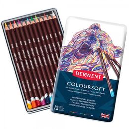 Derwent Coloursoft Pencils Yumuşak Kuru Boya Kalemi Seti 12'li Teneke Kutu