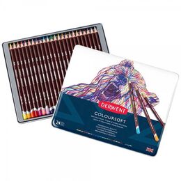Derwent Coloursoft Pencils Yumuşak Kuru Boya Kalemi Seti 24'lü Teneke Kutu - 1