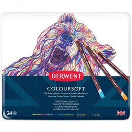 Derwent Coloursoft Pencils Yumuşak Kuru Boya Kalemi Seti 24'lü Teneke Kutu - Thumbnail