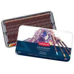 Derwent Coloursoft Pencils Yumuşak Kuru Boya Kalemi Seti 36'lı Teneke Kutu - Thumbnail