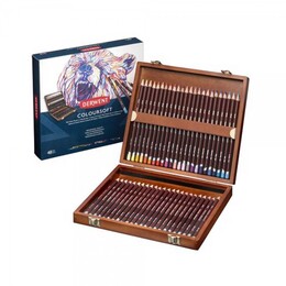 Derwent Coloursoft Pencils Yumuşak Kuru Boya Kalemi Seti 48'li Ahşap Kutu - 1