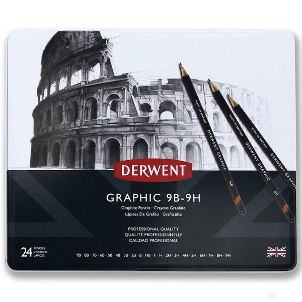 Derwent Graphic Dereceli Kalem Karakalem Eskiz Çizim Seti 24