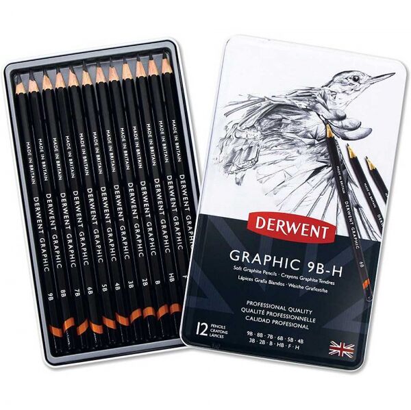 Derwent Graphic Dereceli Kalem Karakalem Eskiz Çizim Seti Soft (sketching) 12