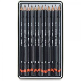 Derwent Graphic Dereceli Kalem Karakalem Eskiz Çizim Seti Soft (Sketching) 12'li Teneke Kutu - 3