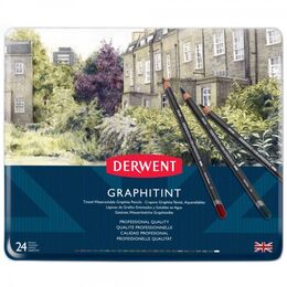 Derwent Graphitint Suda Çözünebilen Renkli Eskiz Çizim Kalemi Seti 24'lü Teneke Kutu - 2
