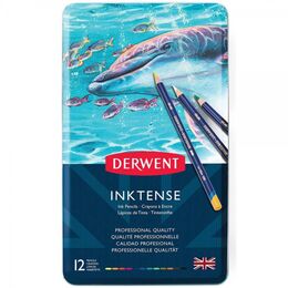 Derwent Inktense Mürekkep Etkili Aquarell Boya Kalemi Seti 12'li Teneke Kutu