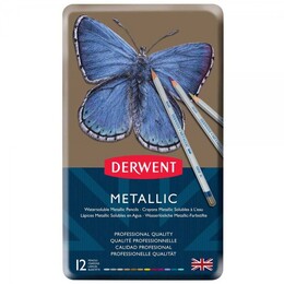 Derwent Metalik Renkli Kuru Boya Kalemi Seti 12'li Teneke Kutu - 2