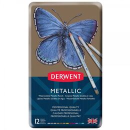 Derwent Metalik Renkli Kuru Boya Kalemi Seti 12'li Teneke Kutu - 2