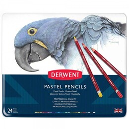 Derwent Pastel Pencil Teneke Kutu Pastel Boya Kalem Seti 24 Renk - Thumbnail