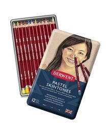 Derwent Pastel Pencil Skintones Teneke Kutu Pastel Boya Kalem Seti 12 Renk Ten Renkleri - 1