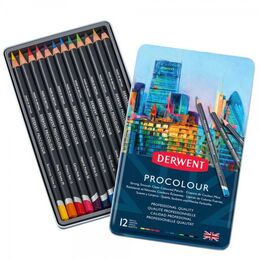 Derwent Procolour Kuru Boya Kalemi Seti 12'li Teneke Kutu - 1
