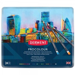 Derwent Procolour Kuru Boya Kalemi Seti 24'lü Teneke Kutu - 2
