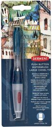 Derwent Push Button Waterbrush Akış Kontrollü Su Hazneli Sulu Boya Fırçası Chisel Tip (Düz Kesik Uç)