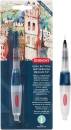 Derwent Push Button Waterbrush Akış Kontrollü Su Hazneli Sulu Boya Fırçası Medium Tip (Orta Uç)